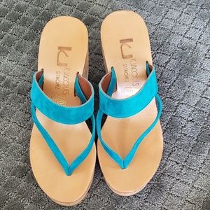 K Jacques Platform St Tropez leather wedge sandals